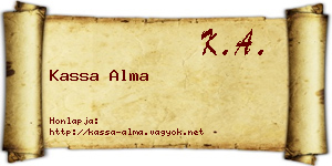 Kassa Alma névjegykártya